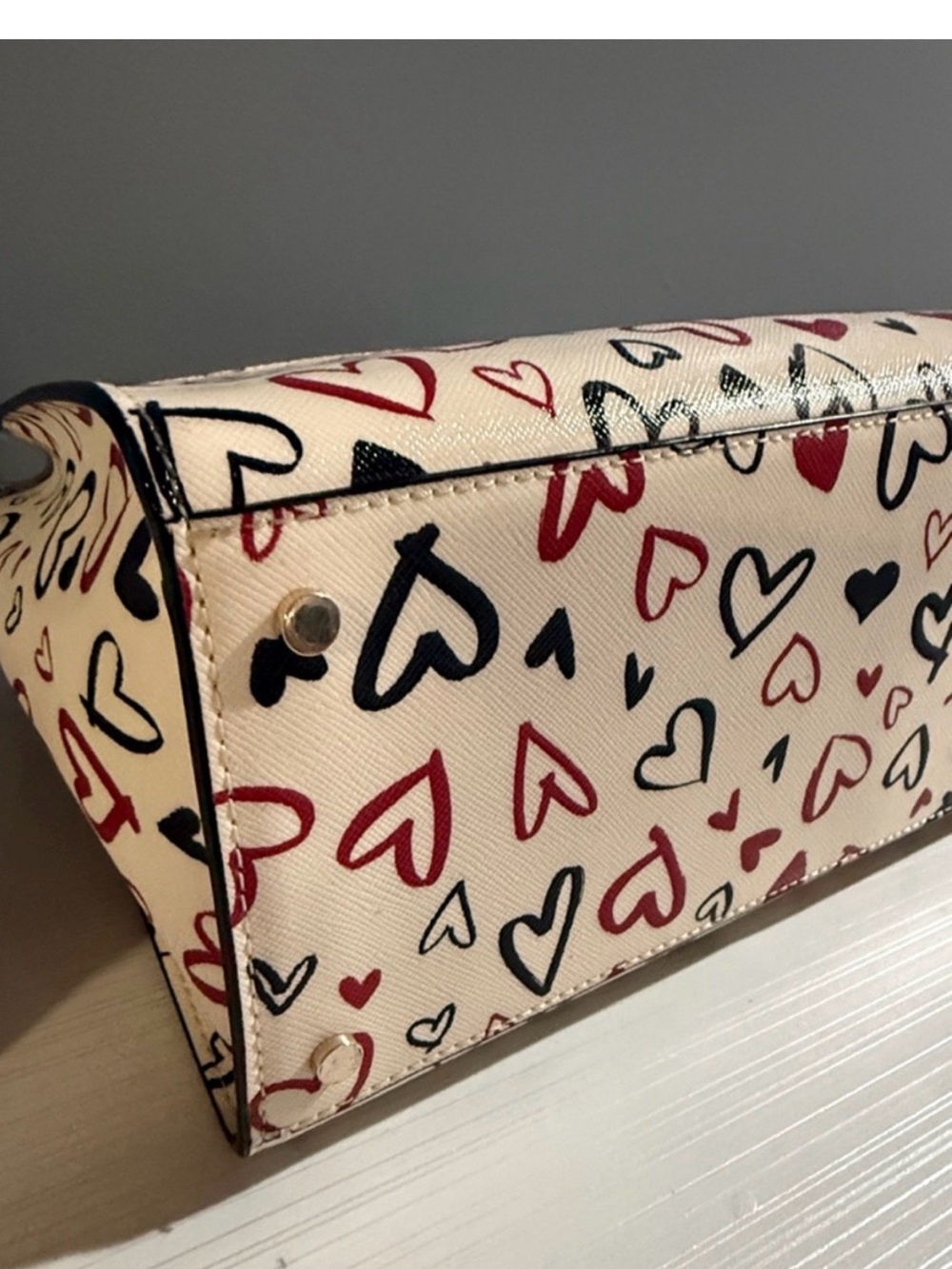Kate Spade New York Staci Medium Satchel scribble hearts w/matching wallet NWOT - Picture 6 of 12